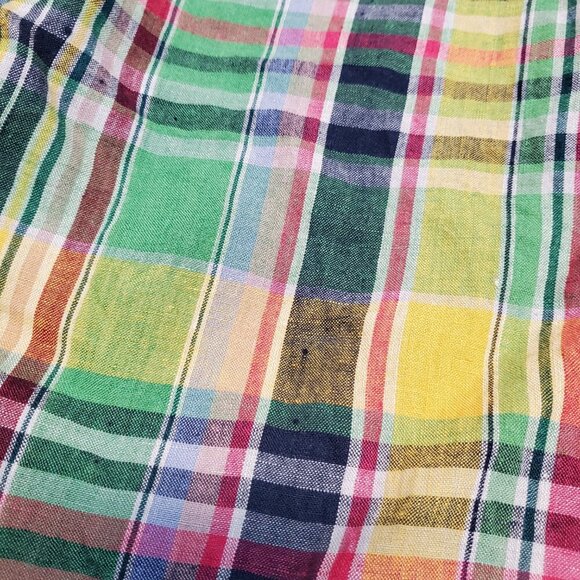 Lauren Ralph Lauren Multicolor Plaid Linen Button‎ Up Casual Plus Size Blouse 2x - Picture 10 of 11